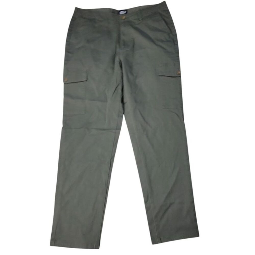 Lands' End Women's Slim Fit Mid Rise Cargo Chino Pant - Fatigue Olive